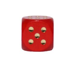 Dé de 6 faces / D6 bois 16 mm Rouge Or